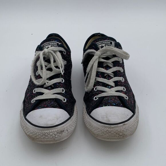 Converse womns Sparkle Sneakers - Black with multi colored Glitter size 10 - Picture 2 of 11